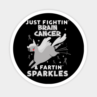 brain cancer funny unicorn farting sparkles Magnet